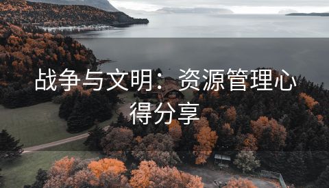 战争与文明：资源管理心得分享