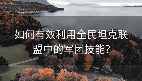 如何有效利用全民坦克联盟中的军团技能？