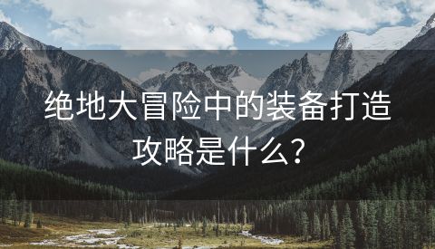 绝地大冒险中的装备打造攻略是什么？