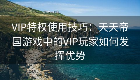 VIP特权使用技巧：天天帝国游戏中的VIP玩家如何发挥优势