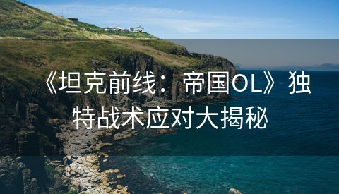  《坦克前线：帝国OL》独特战术应对大揭秘