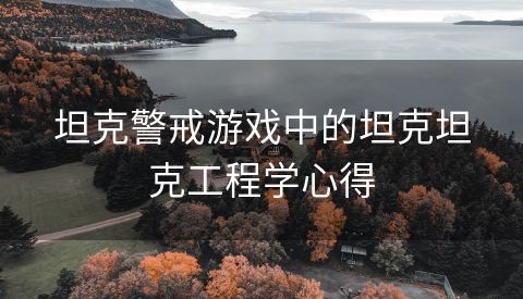 坦克警戒游戏中的坦克坦克工程学心得