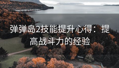 弹弹岛2技能提升心得：提高战斗力的经验