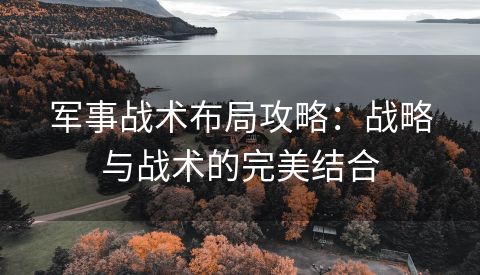 军事战术布局攻略：战略与战术的完美结合