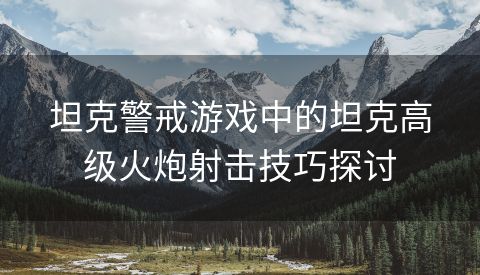 坦克警戒游戏中的坦克高级火炮射击技巧探讨