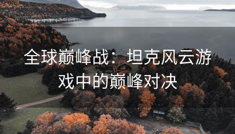 全球巅峰战：坦克风云游戏中的巅峰对决