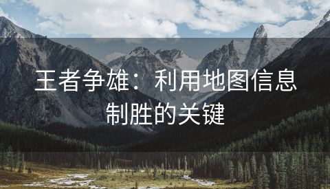 王者争雄：利用地图信息制胜的关键