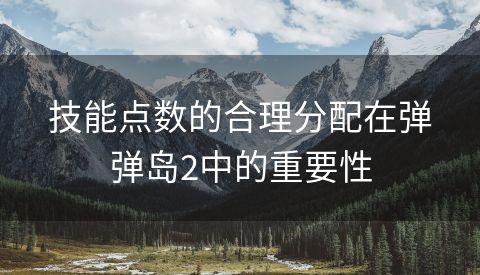 技能点数的合理分配在弹弹岛2中的重要性