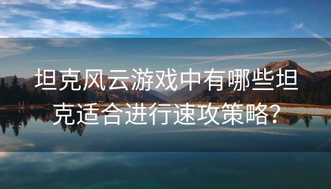 坦克风云游戏中有哪些坦克适合进行速攻策略？