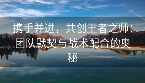 携手并进，共创王者之师：团队默契与战术配合的奥秘