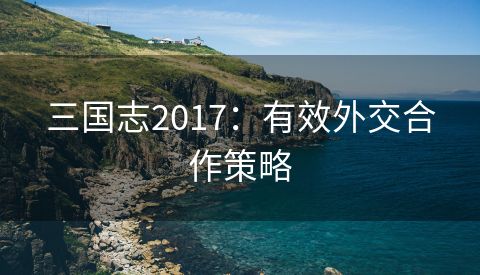 三国志2017：有效外交合作策略