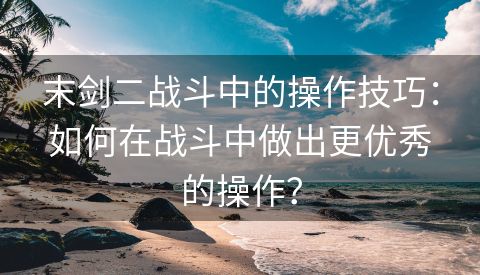 末剑二战斗中的操作技巧：如何在战斗中做出更优秀的操作？