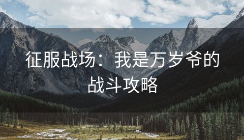 征服战场：我是万岁爷的战斗攻略