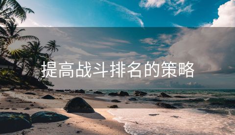 提高战斗排名的策略