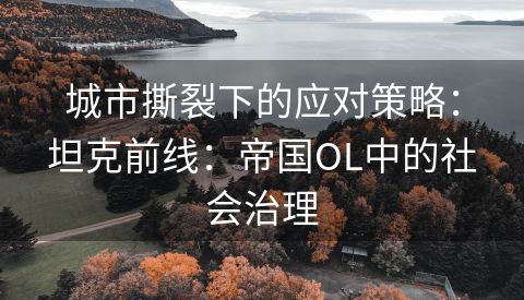 城市撕裂下的应对策略：坦克前线：帝国OL中的社会治理