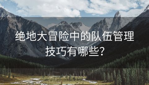 绝地大冒险中的队伍管理技巧有哪些？