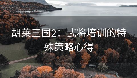 胡莱三国2：武将培训的特殊策略心得