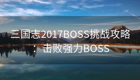 三国志2017BOSS挑战攻略：击败强力BOSS