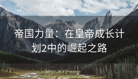 帝国力量：在皇帝成长计划2中的崛起之路