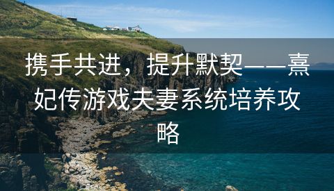 携手共进，提升默契——熹妃传游戏夫妻系统培养攻略