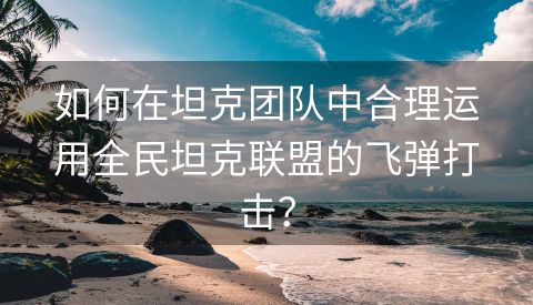 如何在坦克团队中合理运用全民坦克联盟的飞弹打击？