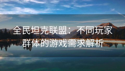 全民坦克联盟：不同玩家群体的游戏需求解析