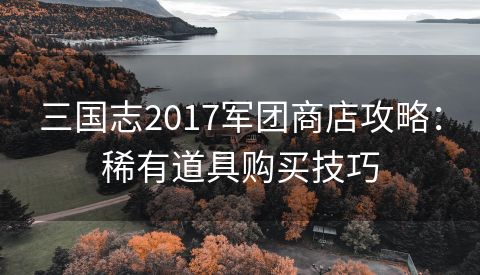 三国志2017军团商店攻略：稀有道具购买技巧