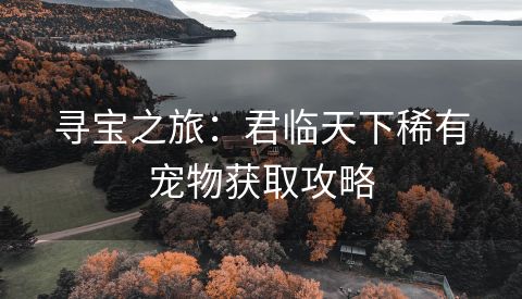 寻宝之旅：君临天下稀有宠物获取攻略