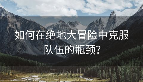 如何在绝地大冒险中克服队伍的瓶颈？