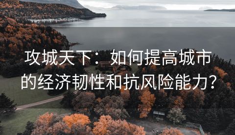 攻城天下：如何提高城市的经济韧性和抗风险能力？