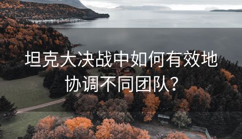 坦克大决战中如何有效地协调不同团队？