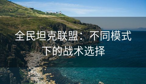 全民坦克联盟：不同模式下的战术选择