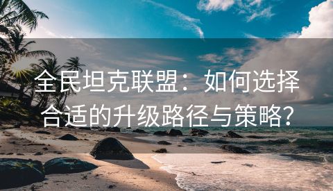 全民坦克联盟：如何选择合适的升级路径与策略？