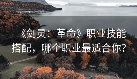 《剑灵：革命》职业技能搭配，哪个职业最适合你？