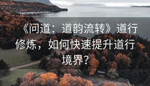 《问道：道韵流转》道行修炼，如何快速提升道行境界？