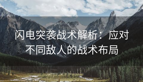 闪电突袭战术解析：应对不同敌人的战术布局