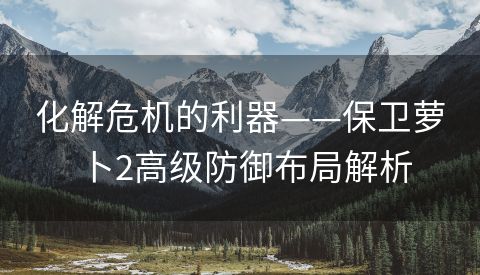 化解危机的利器——保卫萝卜2高级防御布局解析